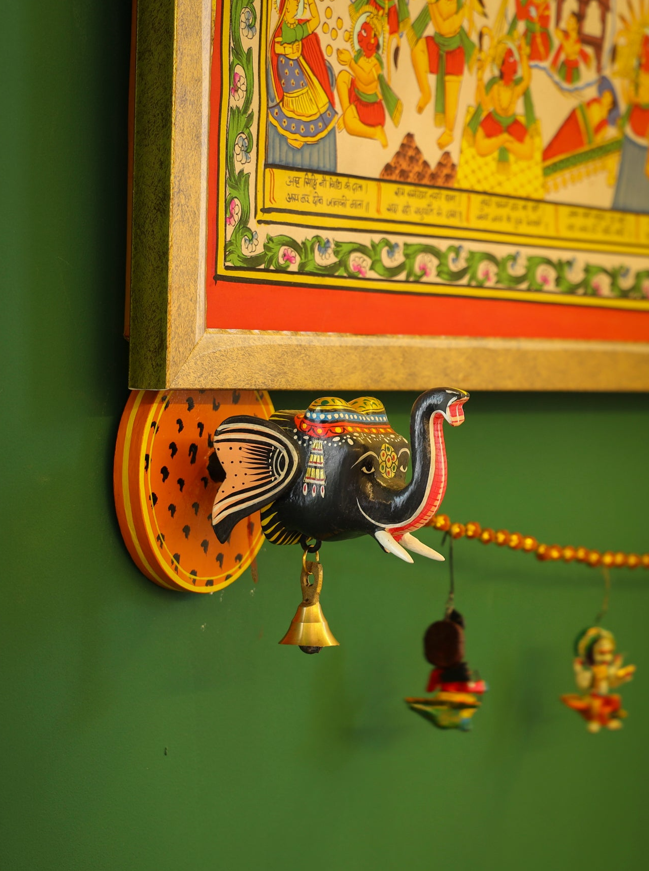 Dwarpal Lacquerware Elephant Accents