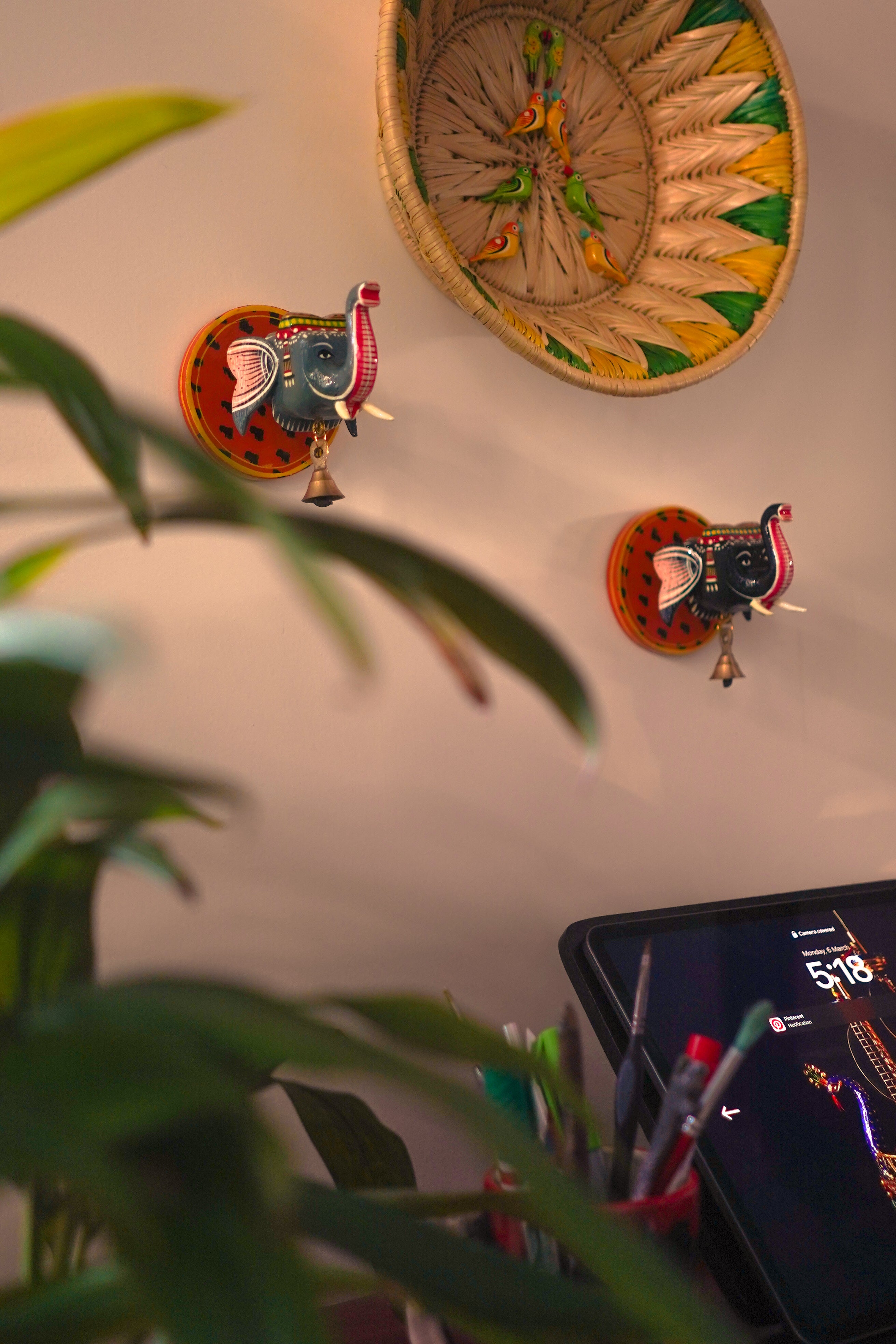 Dwarpal Lacquerware Elephant Accents