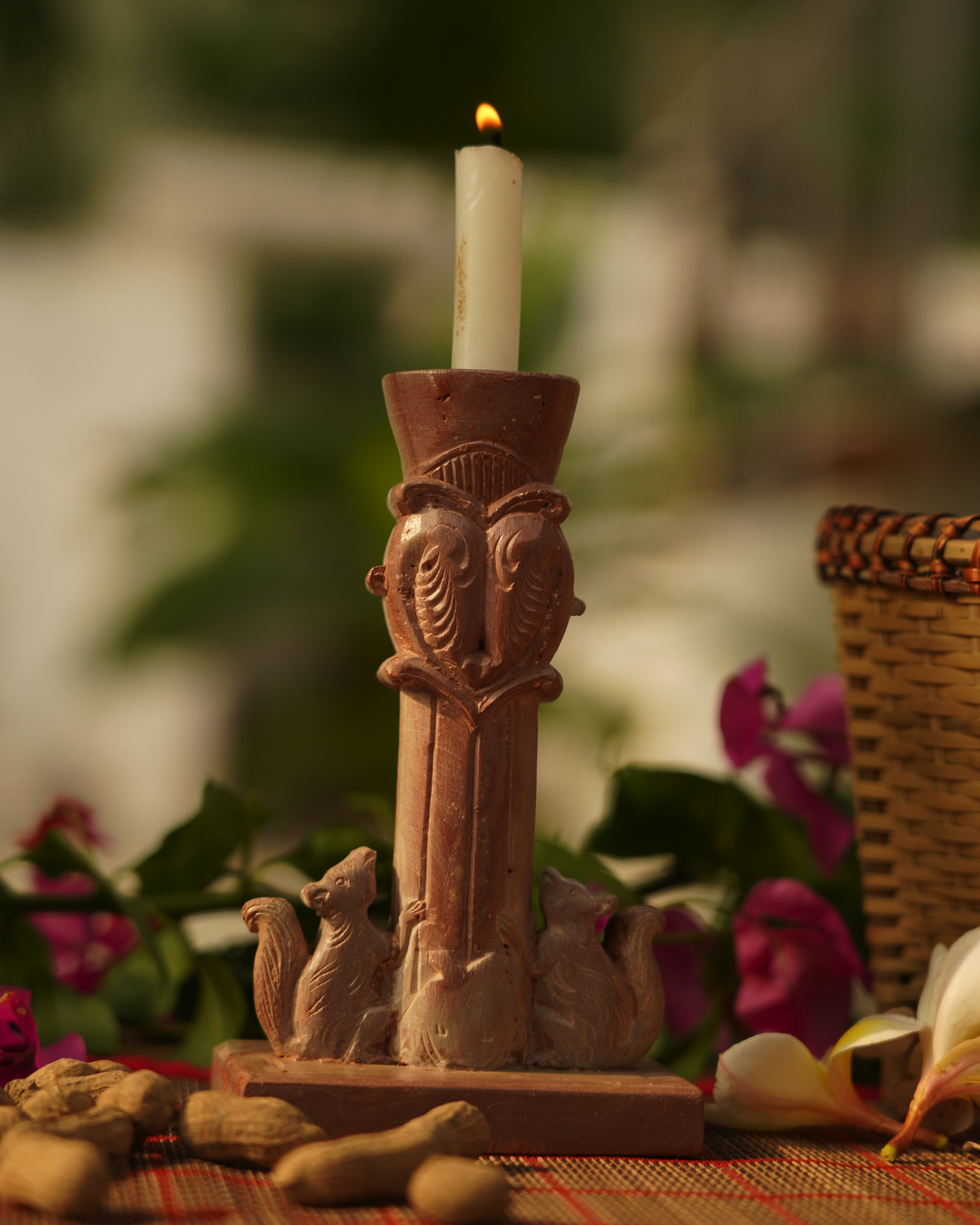Odisha stonework, stone carving, candlestand