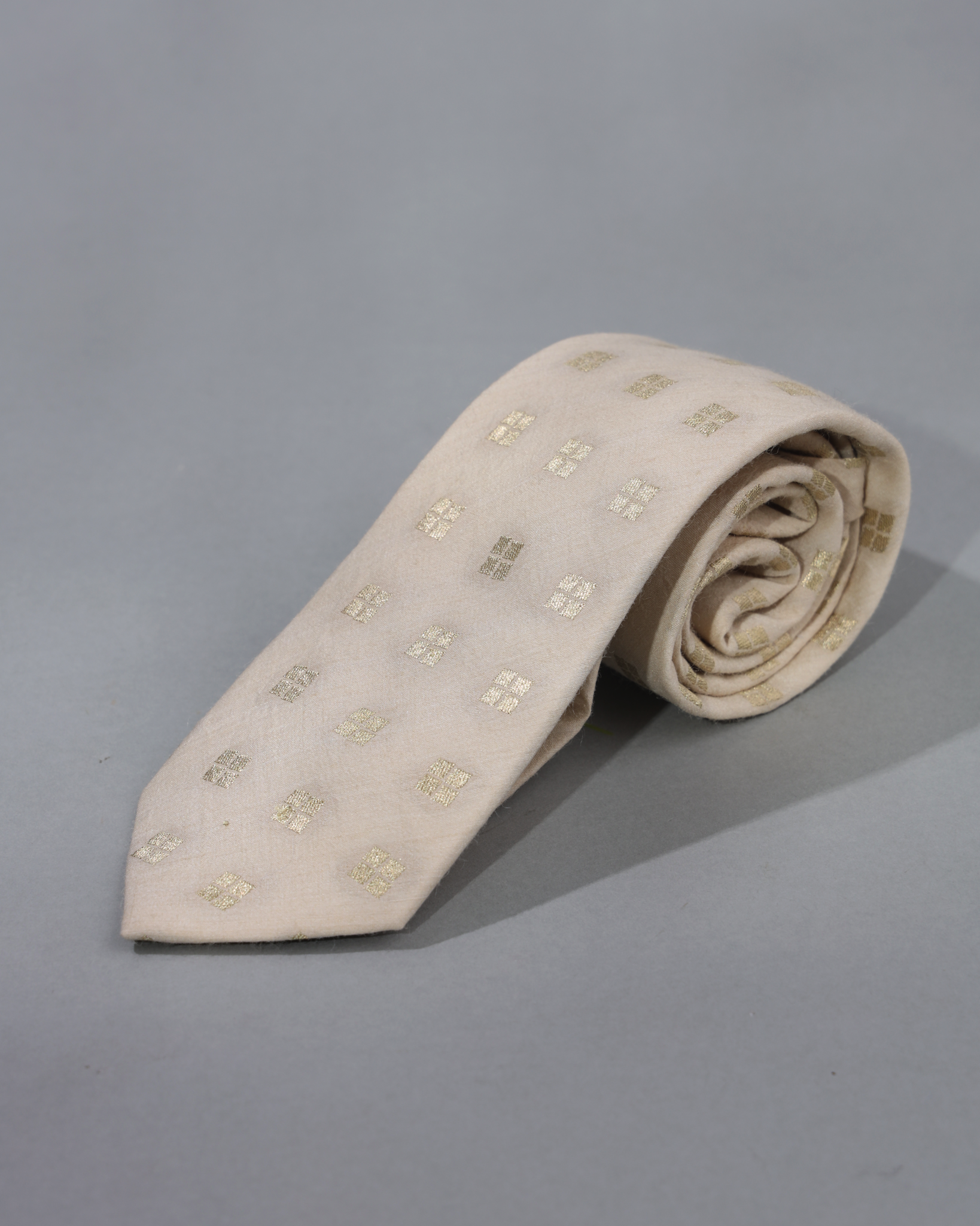 Cream Muga Silk Tie